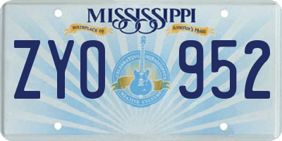MS license plate ZYO952