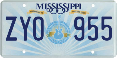 MS license plate ZYO955