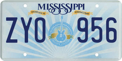 MS license plate ZYO956