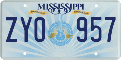 MS license plate ZYO957