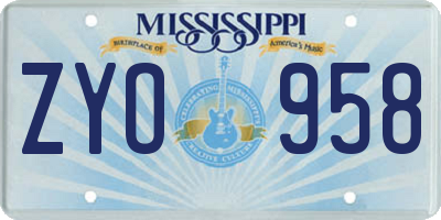 MS license plate ZYO958