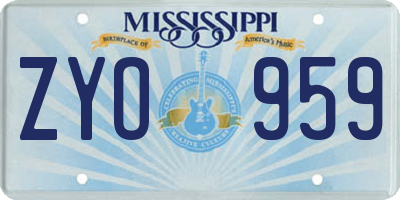 MS license plate ZYO959
