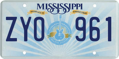 MS license plate ZYO961