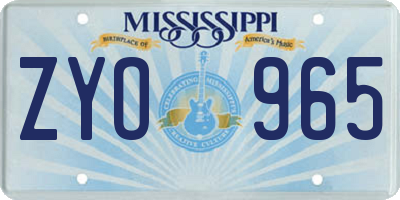 MS license plate ZYO965