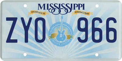 MS license plate ZYO966