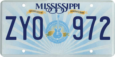 MS license plate ZYO972