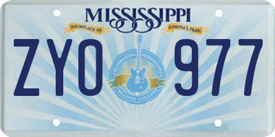 MS license plate ZYO977