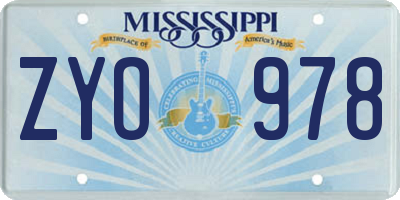 MS license plate ZYO978