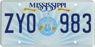 MS license plate ZYO983