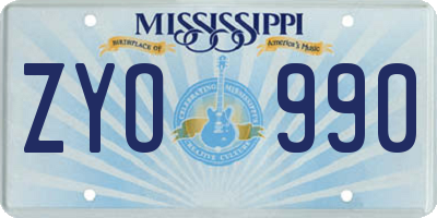 MS license plate ZYO990