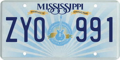 MS license plate ZYO991