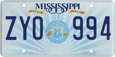 MS license plate ZYO994