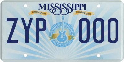 MS license plate ZYP000