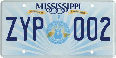 MS license plate ZYP002