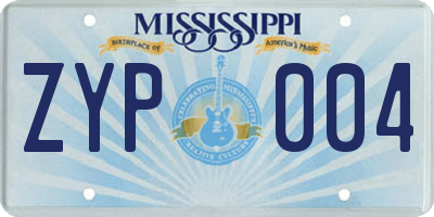 MS license plate ZYP004