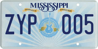 MS license plate ZYP005