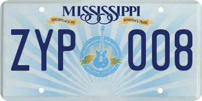 MS license plate ZYP008