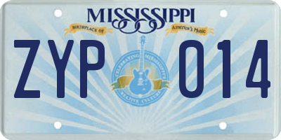 MS license plate ZYP014
