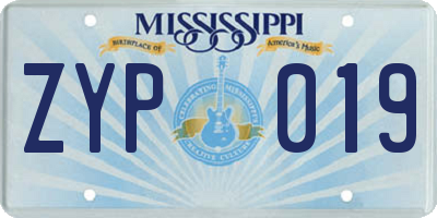 MS license plate ZYP019