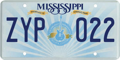 MS license plate ZYP022