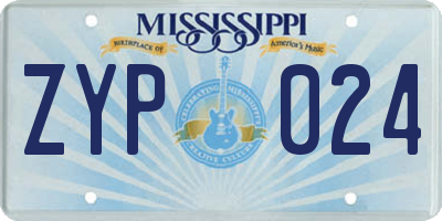 MS license plate ZYP024