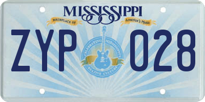 MS license plate ZYP028