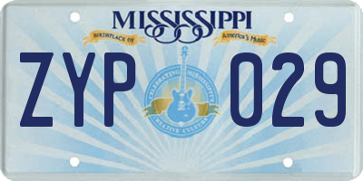 MS license plate ZYP029