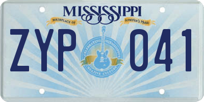 MS license plate ZYP041