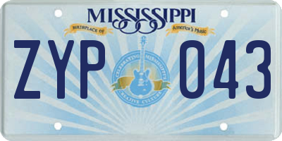 MS license plate ZYP043