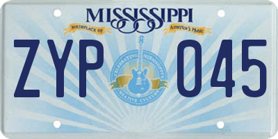 MS license plate ZYP045