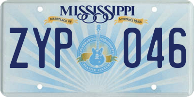 MS license plate ZYP046