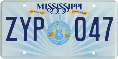 MS license plate ZYP047
