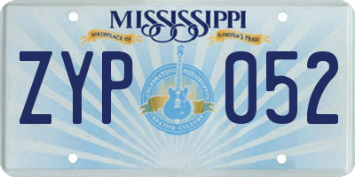 MS license plate ZYP052