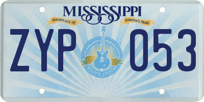 MS license plate ZYP053