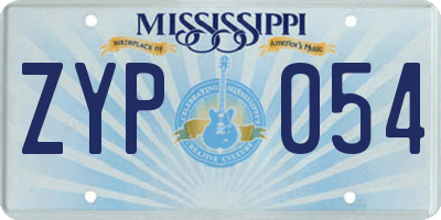MS license plate ZYP054