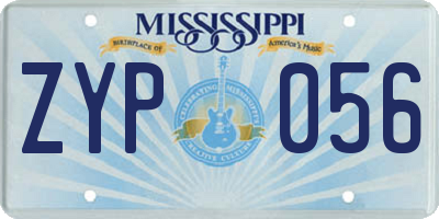 MS license plate ZYP056