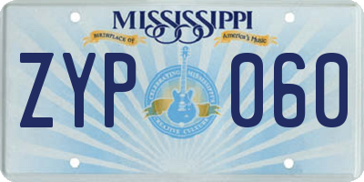 MS license plate ZYP060