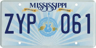 MS license plate ZYP061