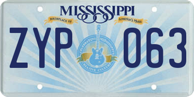 MS license plate ZYP063