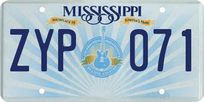MS license plate ZYP071