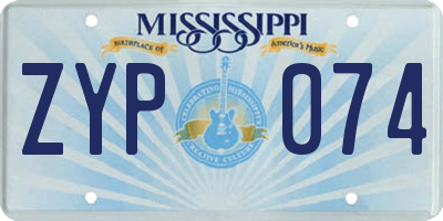 MS license plate ZYP074