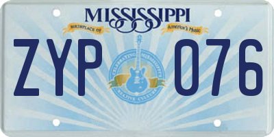 MS license plate ZYP076