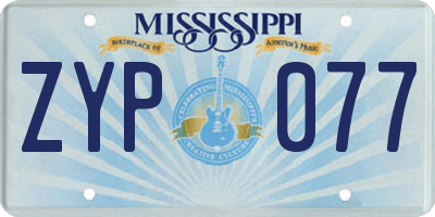 MS license plate ZYP077