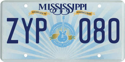 MS license plate ZYP080