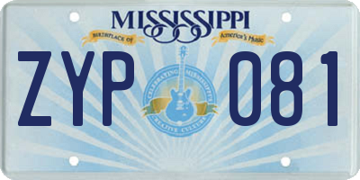 MS license plate ZYP081