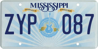 MS license plate ZYP087