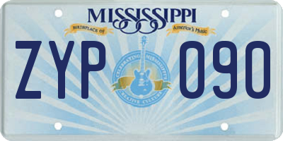 MS license plate ZYP090
