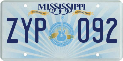 MS license plate ZYP092