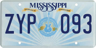MS license plate ZYP093