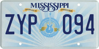 MS license plate ZYP094